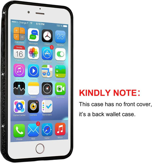 UEEBAI Case for iPhone 7 Plus 8 Plus, Premium Glitter PU Leather Case Back Wallet Cover with Two Magnetic Clasp, Card Slots, Stand Function, Durab...