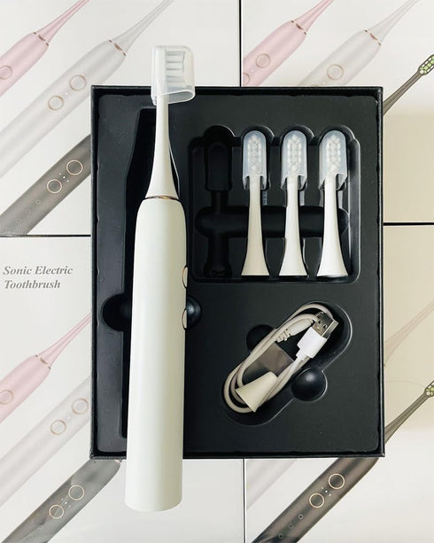 Sonic Electric Toothbrush with 4 Brush Heads,IPX7 Waterproof 4 Modes Electric Power Toothbrush for Adults,3 Intensity Levels,Sonicare Toothbrush w...