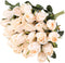 Hawesome 3 Bunches Artificial Flowers Silk Roses Buds Realistic Bouquet Arrangement for Decoration Wedding Party Centerpieces (Champagne)...