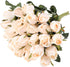 Hawesome 3 Bunches Artificial Flowers Silk Roses Buds Realistic Bouquet Arrangement for Decoration Wedding Party Centerpieces (Champagne)...
