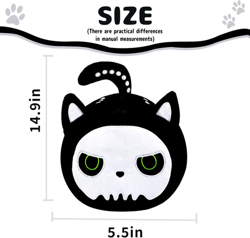 Halloween Black Cat Plush Toy Black Cat Pillow, Black Cat Stuffed Animal Pillows Cute Skeleton Black Cat Plushie Toys Gifts for Kids Adults Birthd...