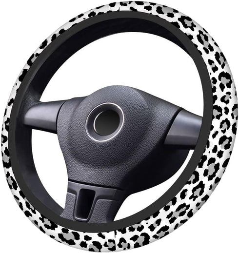 Swono Leopard Print Non-Slip Steering Wheel Cover Wild Animal Snow Leopard Neoprene Car Steering Wheel Covers Grip Automotive Steering Wheel Prote...