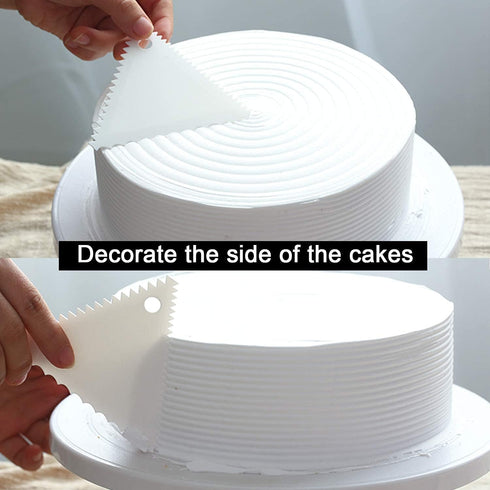 Anvin Cake Scraper Smoother Cake Icing Tool Set, Plastic Scraper Cake Frosting Scraper Smoother Combo for Buttercream Edge Decorating Cake Smoothe...