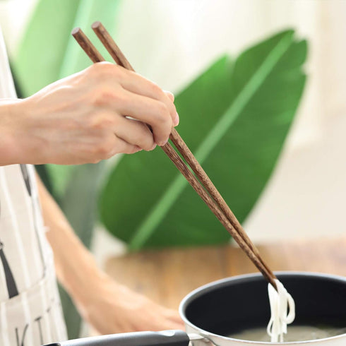 Muso Wood Extra Long Cooking Chopsticks 16.5" Reusable Wenge Wooden Chop Sticks - Japanese Classic Style Chopsticks Kitchen 2 Pairs...