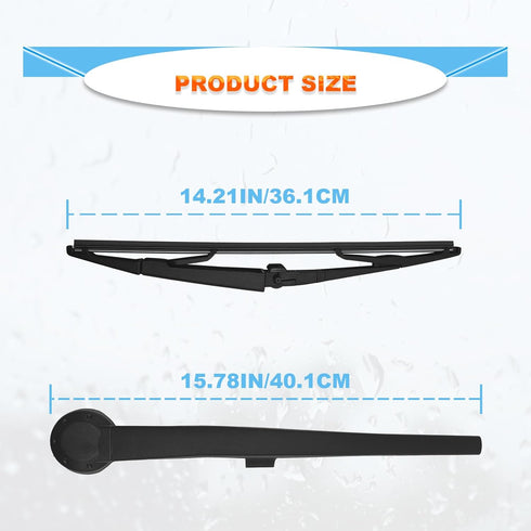 Rear Windshield Wiper Blade Kits, 14in Rear Windshield Back Wiper Accessories Compatible With Grand Cherokee 2005-2010#05139836AB...