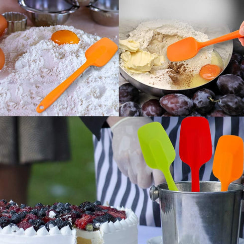 4-Piece Silicone Spatula Set 11inch Large Heat-Resistant Rubber Spatulas Baking Mixing Tool Non-Stick Flexible Seamless Spatulas with Stainless St...