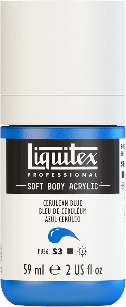 Liquitex Professional Soft Body Acrylic Paint, 59ml (2-oz) Bottle, Cerulean Blue...