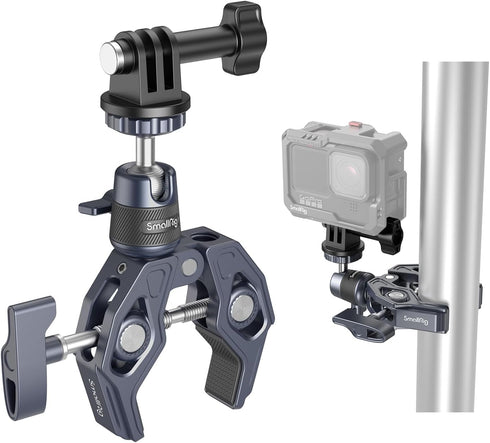 SMALLRIG Camera Mount Clamp, Gopro Motorcycle and Bike Handlebar Mount Kit, Super Clamp for DSLR, Action Camera, Gopro, Insta360, LED Light, Monit...