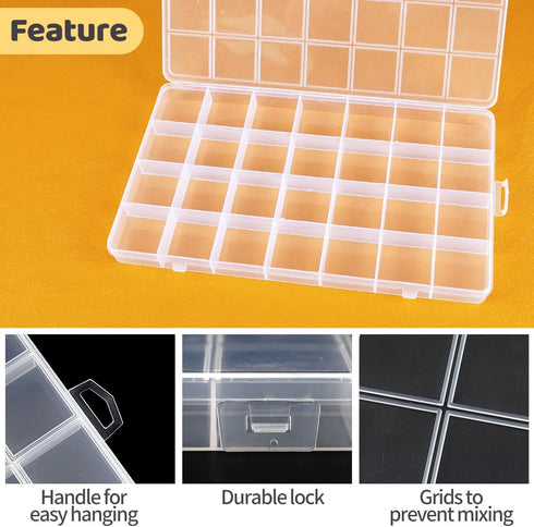 Eppingwin 28 Grids Bead Organizer, Craft Organizers and Storage, Acrylic Organizers, Plastic Bead Organizer Box for Crafts Organizing Storing...