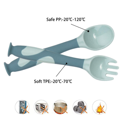 Qshare Baby Utensils Spoons with Travel Safe Case, Toddlers Feeding Training Spoon with Easy Grip and Bendable Function, Perfect Self Feeding Lear...