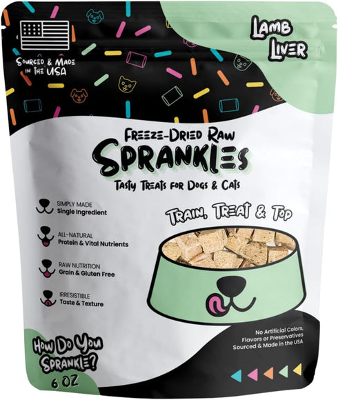 Freeze Dried Lamb Liver Treats for Cats & Dogs - Single Ingredient All Natural Grain-Free, High Protein, Made in USA - Perfect for Training, Toppe...