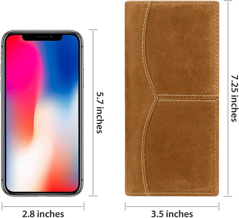 Itslife Men's RFID Vintage Look Genuine Leather Long Bifold Wallet Checkbook Wallets for Men...