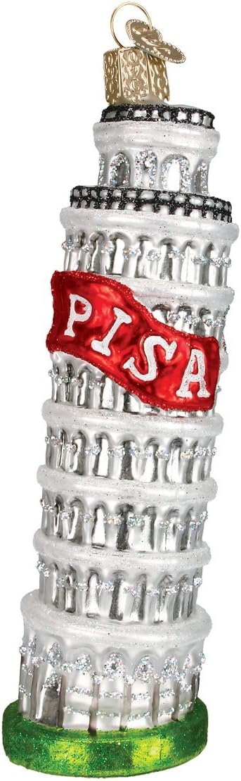 Old World Christmas Glass Blown Ornament with S-Hook and Gift Box, Location Collection (Leaning Tower of Pisa)...
