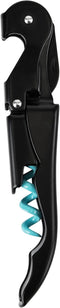 True Brands TrueTap Double Hinged Waiters Corkscrew, Top-notch Stainless Steel Opener with Foil Cutter Built to Last Wine Key Black Blue, Set of 1...