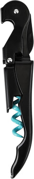 True Brands TrueTap Double Hinged Waiters Corkscrew, Top-notch Stainless Steel Opener with Foil Cutter Built to Last Wine Key Black Blue, Set of 1...
