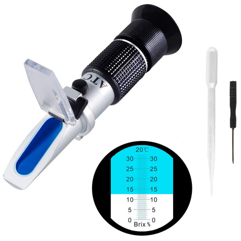 Brix Meter Refractometer 0~32%, Handheld Brix Refractometer Sugar Content Test, High Accurate Brix Measurement Tool with ATC for Fruit Beverages &...