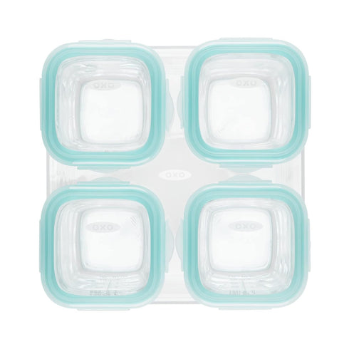 OXO Tot Glass Baby Blocks Food Storage Containers, Teal, 4 oz...