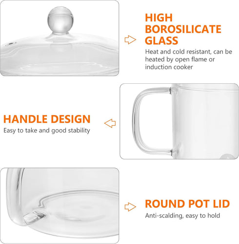 DOITOOL 1.5L/50 OZ Glass Saucepan with Cover,Heat-Resistant Glass Stovetop Pot Glass Cookware Set,Small Glass Simmer Pot for Baby Food,Pasta,Soup,...