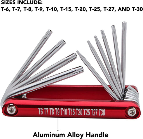 Chrome Vanadium Steel Wrench Set, 10-Piece, Includes Sizes T-6 to T-30...