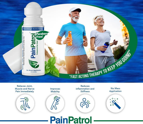 PainPatrol, Pain Relief Gel, Cooling Gel w 8.5% Menthol, 3 oz Roll-on for Muscle Pain, Joint & Back Pain, Topical Analgesic, Fast Acting, Long Las...