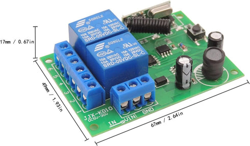 DieseRC DC 12V 24V 30V Secure Remote Control Switch Universal Wireless 433Mhz rf 10A Relay Receiver Board with 2 Transmitter Key fobs for Motor Li...