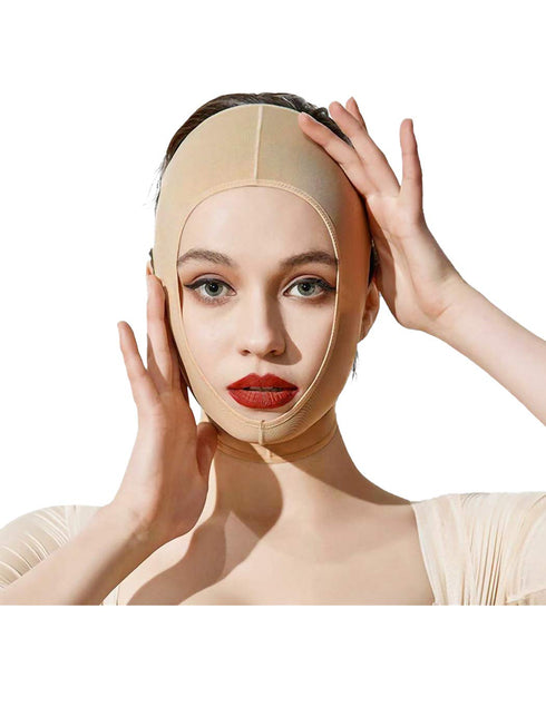 Anna-Kaci Womens Chin Strap Support Band Neck Bandage Post Surgical Compression Head wrap, Neck and Chin Compression Garment Wrap, Dark Beige, Med...