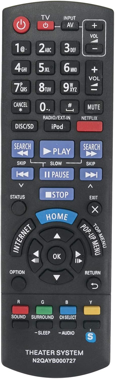 N2QAYB000727 Replace Remote Control fit for Panasonic Blu-ray Disc Home Theater Sound System SC-BTT196 SA-BTT190 SA-BTT195 SA-BTT196 SA-BTT490 SB-...