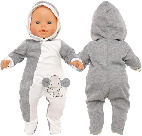 Baby Doll Clothes Casual Cute Handmade Elephant Long-Sleeved Clothing Set Outfit with Hat for 14-17 Inch Dolls Gift Set...