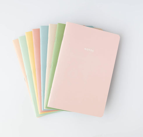 THiNKABLE Pastel Aesthetic Notebooks Set, Cute Journal Set 8 pack, A5 5.5 x 8.3 in 60 Pages, Simple Cover Notebook, Minimalist Journal for Women L...