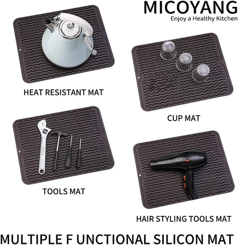 Silicone Dish Drying Mat for Multiple Usage,Easy clean,Eco-friendly,Heat-resistant Silicone Mat for Kitchen Counter or Sink,Refrigerator or drawer...
