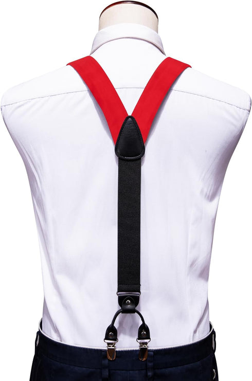 YOHOWA Suspenders for Men Tie Bowtie Set Adjustable Brace Handkerchief Cufflinks Strong Clip Elastic Band Wedding Party...