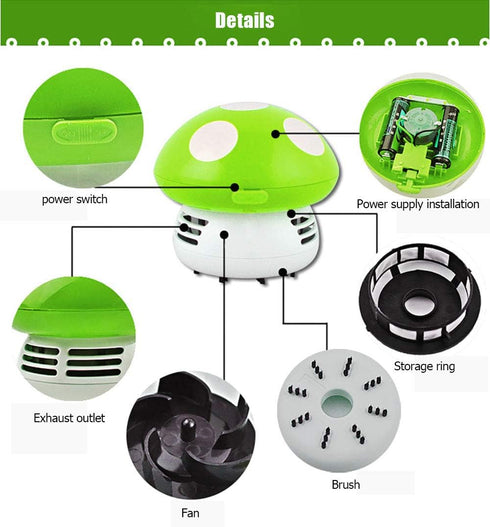 Mini Cute Table Dust Vacuum Cleaner Mushroom Shaped Portable Corner Desk Vacuum Cleaner Mini Cute Vacuum Cleaner Dust Sweeper(Green)...