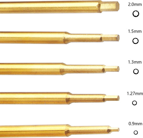 5pcs FriHobby Small RC Hex Screwdriver Set for Axial SCX24 Repair Tool Kits 0.9mm 1.27mm 1.3mm 1.5mm 2.0mm Mini Hex Driver Set Titanium Bit Tips...