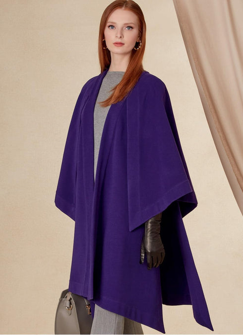 Vogue Misses' Loose-Fitting Unlined Cape Sewing Pattern Kit, Code V1818, Sizes XS-S-M-L-XL-XXL, Multicolor...
