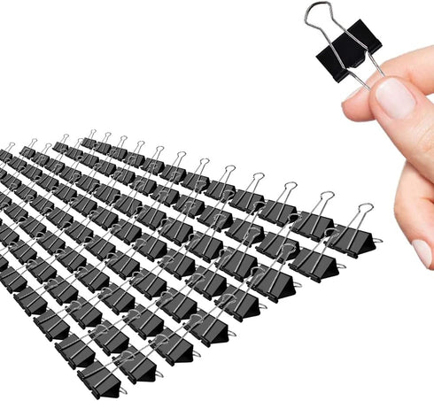Small Binder Clips, 96 Pack, 3/4 Inch, 0.75 Inch, Standard 19mm, Black, Small Binder Paper Clips, Fold Clamp, Small Size, Small Paper Clips, Offic...