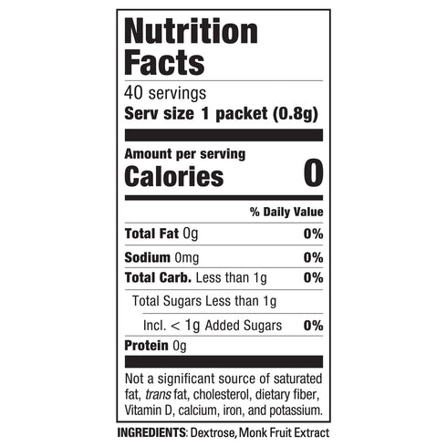 MONK FRUIT IN THE RAW, Natural Monk Fruit Sweetener, Sugar-Free, Gluten Free, Zero Calorie, Vegan Sugar Substitute, 40 Count Packets (Pack Of 4)...