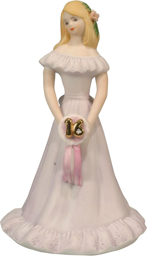 Enesco Growing Up Girls “Blonde Age 16” Porcelain Figurine, 7.5”, Golden,pink...