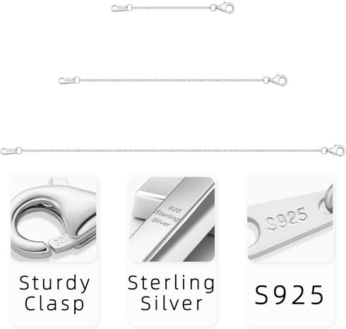 925 Sterling Silver Necklace Extender Sterling Silver Necklace Chain Extenders for Necklaces 2", 4", 6" Inches...