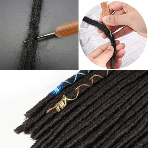 MORFEN 8PCS Dreadlock Crochet Hooks for Hair, Dreadlocks Crochet Needles(0.5mm+0.7mm) with Wood Beads, Dreadlock Needle Tools for Braid Craft, Dre...