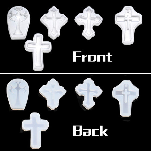 Hendevl Cross Silicone Mould, 5pcs Cross Shape Silicone Mould Resin Casting Molds Cross Jewelry Mold for DIY Decorative Craft Jewellery Making Too...