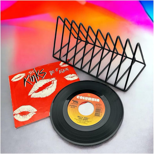 45rpm Vinyl Record Storage Rack - Premium 7inch Holder Stand Metal Wire Display Holds up to 50 Album Lp's - Simple and Contemporary Shelf Concept ...