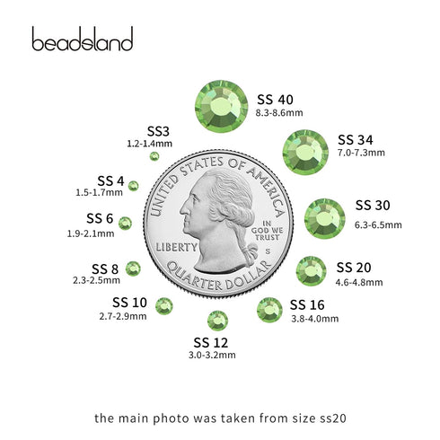 Beadsland 1440pcs Flat Back Crystal Rhinestones Round Gems for Nail Art and Craft Glue Fix,Light Green,SS16,3.8-4.0mm...