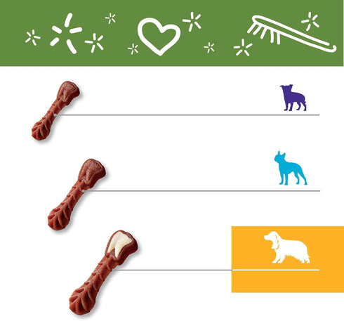 Whimzees Brushzees Dental Dog Treats for Medium Dogs (25-40 lbs), Bag of 7 Chews, Vegetable...