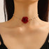 Vintage Flower Choker Necklace with Baroque Pearl Handmade Rose Floral Sexy Plated Collar Neck Chain Bridal Party Neck Jewelry for Women...