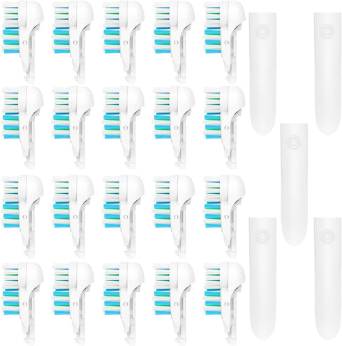 20Pcs Electric Oral Toothbrush Replacements Heads Dual Cross Action Clean Attachments Sensitive Brush Refill Rotating Sets 3D White Fit for Oral B...