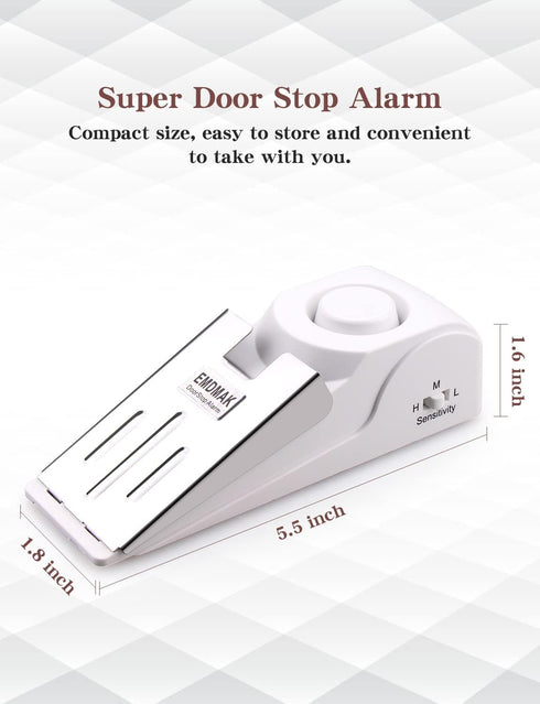 EMDMAK Door Stop Alarm with 120DB Siren Door Stop for Home & Travel (White) (Pack of 1)...