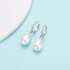 EPIRORA Sterling Silver Simulated Shell Pearl Hoop Earrings Cubic Zirconia Dangle Drop Earrings Jewelry for Women 10mm, Silver (Teardrop)...