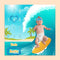 Baby Monthly Milestone Blanket, Sea Surfboard Waves, Newborns 1 to 12 Months Unisex Include 4 Frames and 1 Headband 47"x47"BTLSPH495...