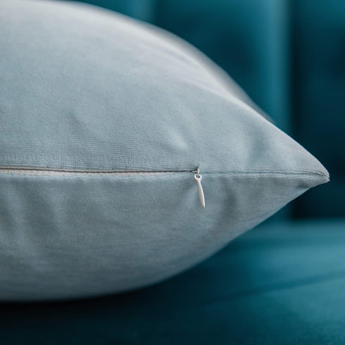 DEZENE Throw Pillow Cases 20x20 Light-Blue: 2 Pack Cozy Soft Velvet Square Decorative Pillow Covers for Farmhouse Home Decor...