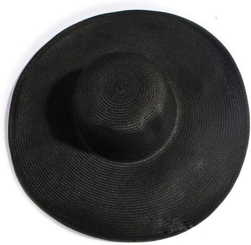 Womens Floppy Straw Hat Wide Brim Foldable Packable Braid Cap UV Protection Summer Gardening Hiking Beach Sun Hat (Black)...